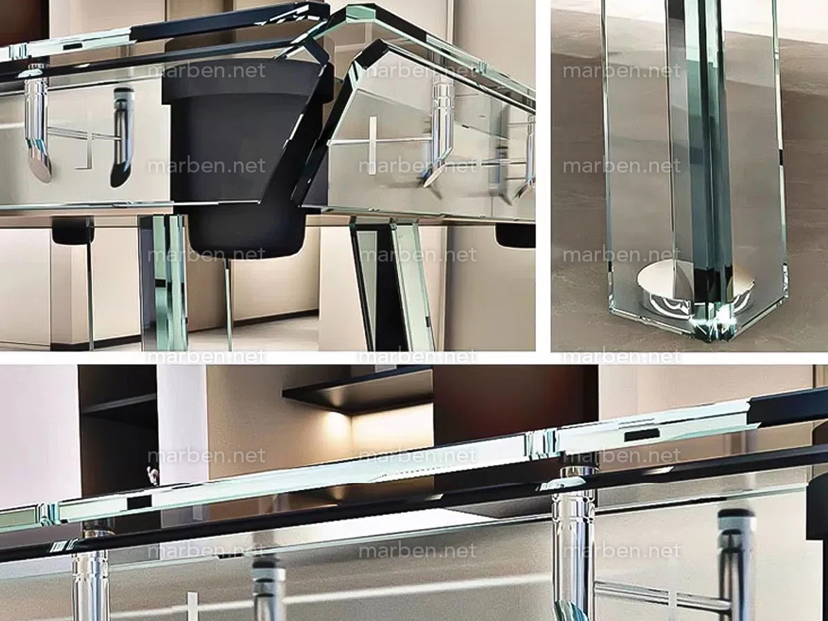 MESA DE BILLAR LUXURY GLASS1,  DE CRISTAL TEMPLADO ESTRUCTURA DE ACERO INOXIDABLE, 7FT ó 8FT